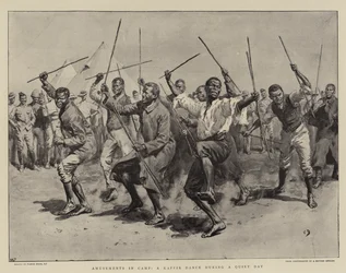 Amusements in Camp, a Kaffir Dance during a Quiet Day